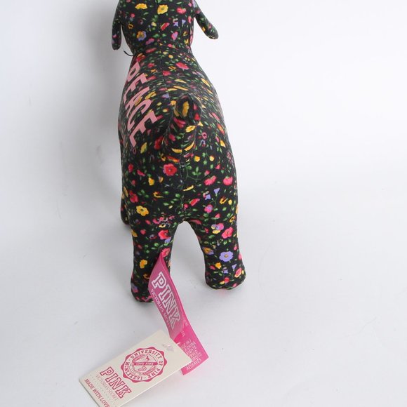 Victoria's Secret - PINK - Black Floral PEACE Collectible Plush Puppy - Picture 6 of 11